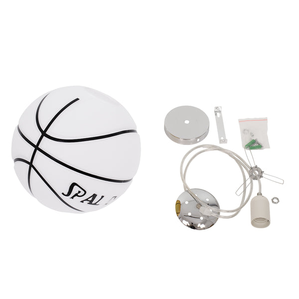 SPALDING NBA 01031 Μοντέρνο Κρεμαστό Παιδικό Φωτιστικό Οροφής Μονόφωτο 1 x E27 Λευκό Μαύρο Γυάλινο Φ25 x Υ25cm