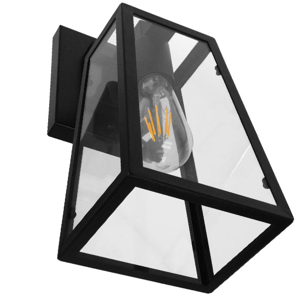 GLOBOSTAR® ASETYLIN 01032 Vintage Φωτιστικό Τοίχου - Απλίκα με Ντουί 1 x E27 AC 220-240V IP20 - Μαύρο - Μ18 x Π17 x Υ37cm