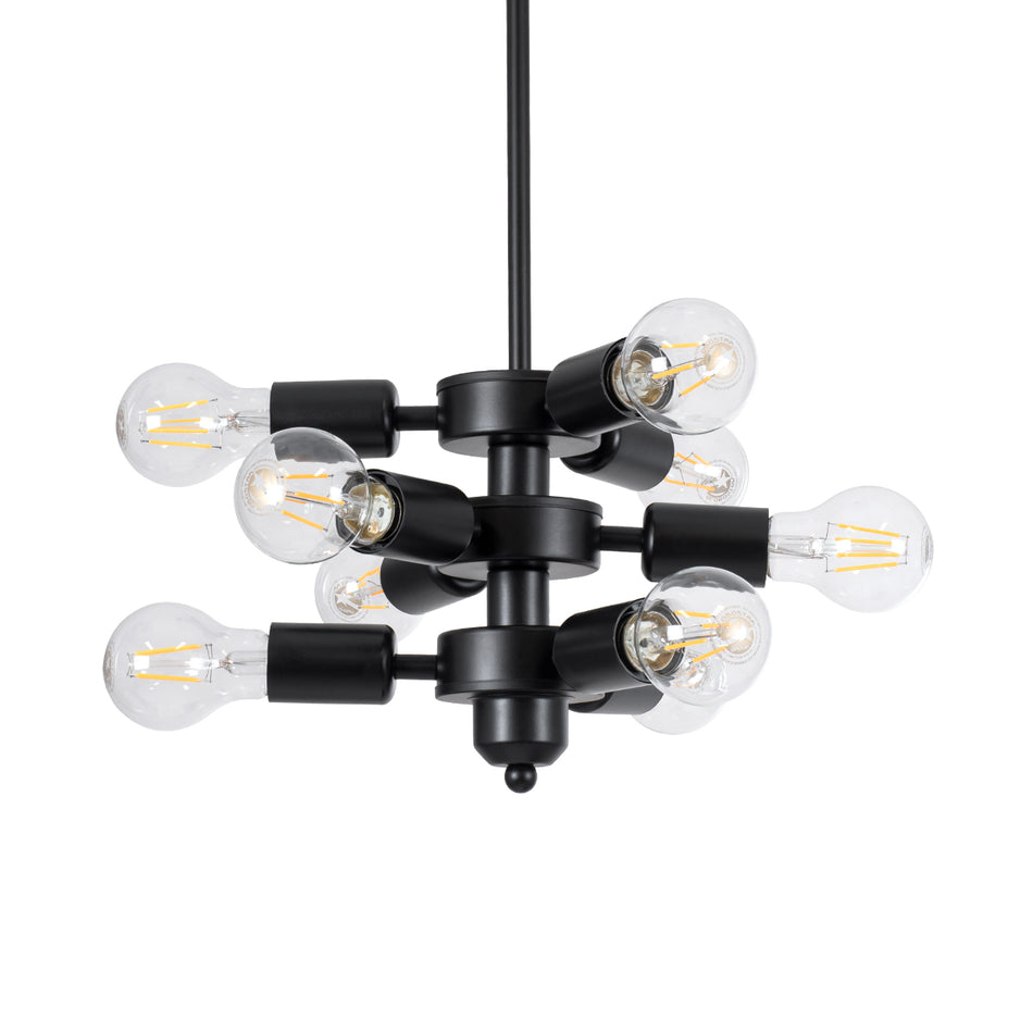 GLOBOSTAR® DELIR 01035 Μοντέρνο Φωτιστικό Οροφής με Ντουί 9 x E27 AC 220-240V IP20 - Μαύρο - Μ24 x Π24 x Υ23cm