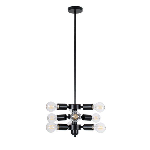 DELIR 01035 Moderne industrielle Deckenleuchte Multi-Light Schwarz Metallic Φ24 x H23cm