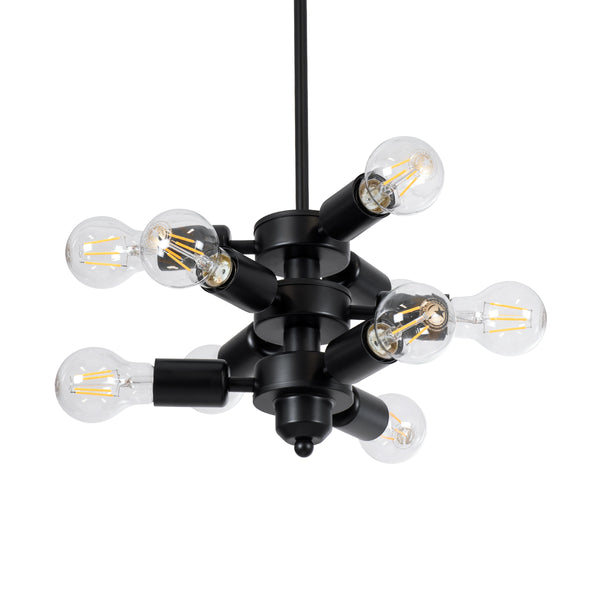 DELIR 01035 Moderne industrielle Deckenleuchte Multi-Light Schwarz Metallic Φ24 x H23cm