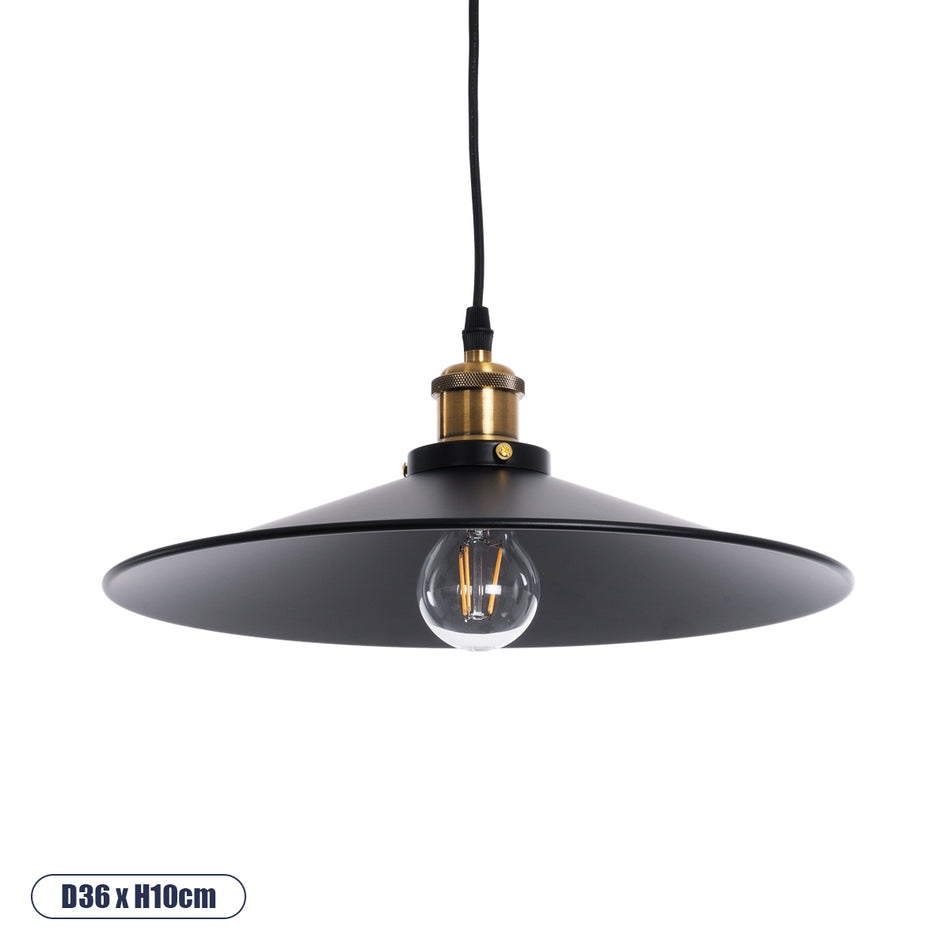 GLOBOSTAR® CARAVEL 01042 Vintage Κρεμαστό Φωτιστικό Οροφής με Ντουί 1 x E27 AC 220-240V IP20 - Μαύρο & Χρυσό - Μ36 x Π36 x Υ10cm