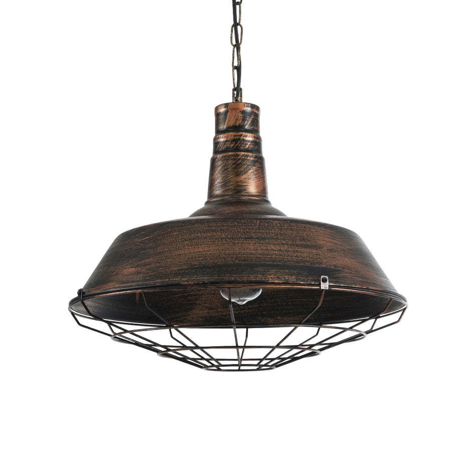 GLOBOSTAR® RAY 01045 Vintage Κρεμαστό Φωτιστικό Οροφής με Ντουί 1 x E27 AC 220-240V IP20 - Χάλκινο Εφέ Σκουριάς - Μ46 x Π46 x Υ36cm