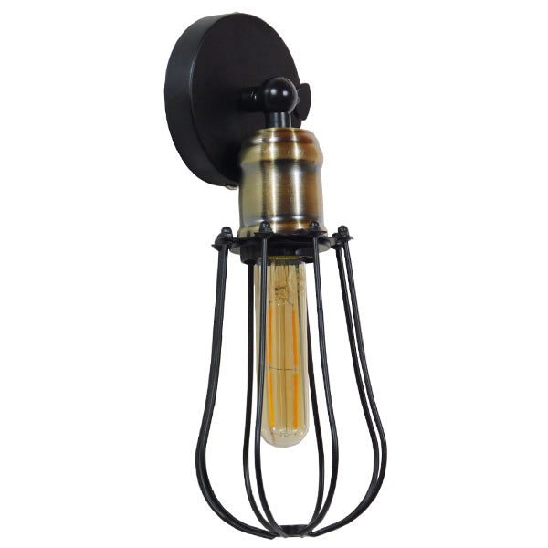 CATEL 01056 Vintage Φωτιστικό Τοίχου - Απλίκα με Ντουί 1 x E27  IP20 - Μαύρο & Χρυσό - Μ12 x 15 x Υ32cm