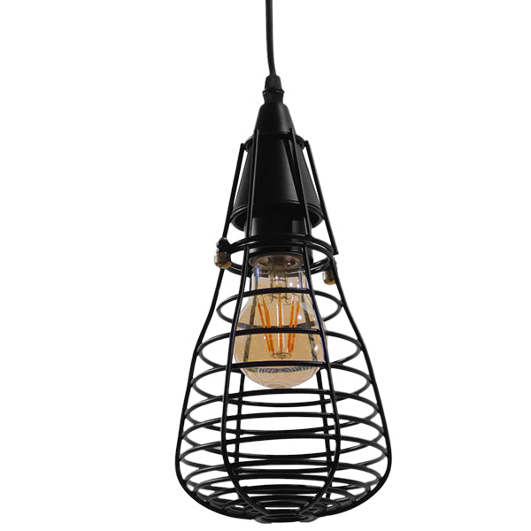 GLOBOSTAR® ALDO 01058 Vintage Κρεμαστό Φωτιστικό Οροφής με Ντουί 1 x E27 AC 220-240V IP20 - Μαύρο - Μ13 x Π13 x Υ27cm