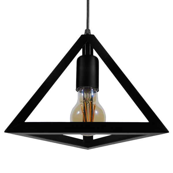 GLOBOSTAR® TRIANGLE 01063 Μοντέρνο Κρεμαστό Φωτιστικό Οροφής με Ντουί 1 x E27 AC 220-240V IP20 - Μαύρο - Μ25 x Π25 x Y21cm