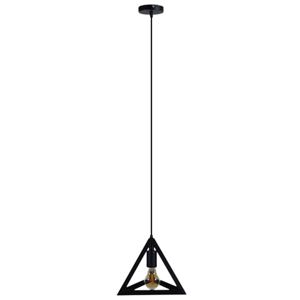 GLOBOSTAR® TRIANGLE 01063 Μοντέρνο Κρεμαστό Φωτιστικό Οροφής με Ντουί 1 x E27 AC 220-240V IP20 - Μαύρο - Μ25 x Π25 x Y21cm