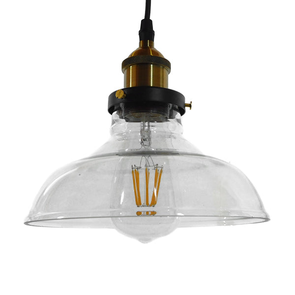 GLOBOSTAR® BINGLEY 01075 Vintage Κρεμαστό Φωτιστικό Οροφής με Ντουί 1 x E27 AC 220-240V IP20 - Διάφανο & Χρυσό - Μ24.5 x Π24.5 x Υ15cm