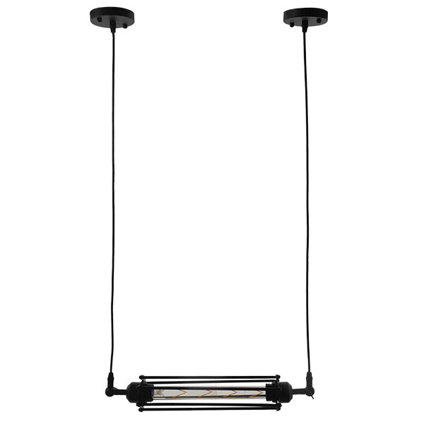 GLOBOSTAR® TUBE 01085 Vintage Κρεμαστό Φωτιστικό Οροφής με Ντουί 1 x E27 AC 220-240V IP20 - Μαύρο - Μ43 x Π11 x Υ11cm