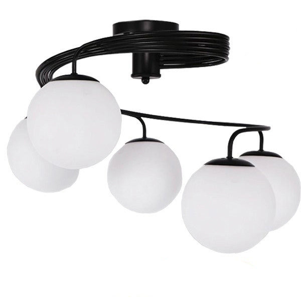 GLOBOSTAR® SELINA 01090 Μοντέρνο Φωτιστικό Οροφής με Ντουί 5 x E27 AC 220-240V IP20 - Μαύρο & Λευκό - Μ63 x Π63 x Υ47cm