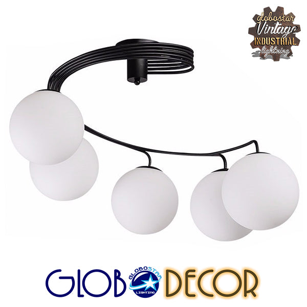 GLOBOSTAR® SELINA 01090 Μοντέρνο Φωτιστικό Οροφής με Ντουί 5 x E27 AC 220-240V IP20 - Μαύρο & Λευκό - Μ63 x Π63 x Υ47cm