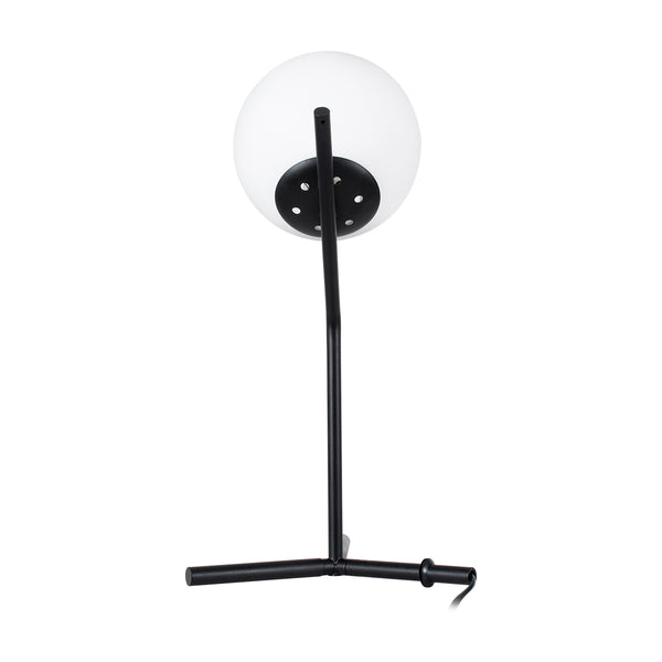 Elfis 01100 Iluminare modernă de iluminare a mesei Portatiff single 1 X E27 Bilă de sticlă albă cu corp negru metalic φ15 x y41cm