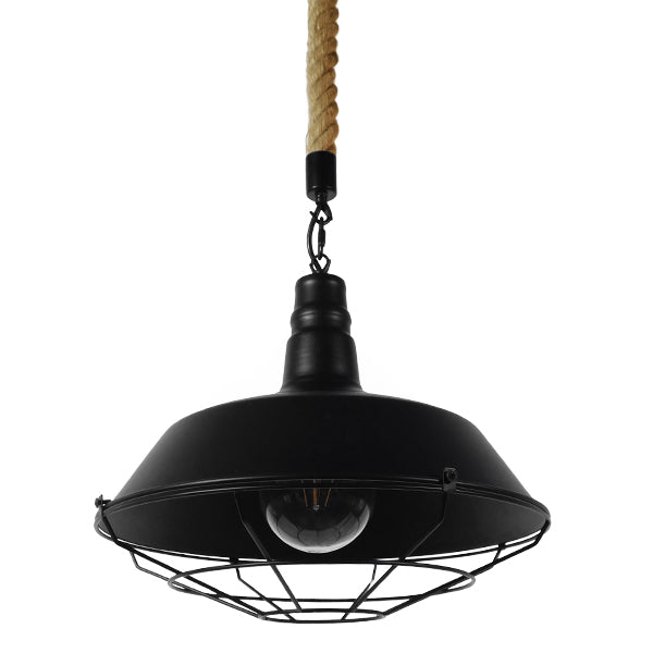 CRANE 01109 Vintage Κρεμαστό Φωτιστικό Οροφής με Ντουί 1 x E27  IP20 - Μαύρο & Μπεζ - Μ36 x Π36 x Υ30cm