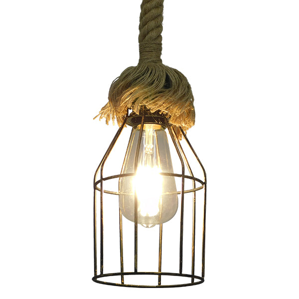 GLOBOSTAR® LAICO 01129 Vintage Κρεμαστό Φωτιστικό Οροφής με Ντουί 1 x E27 AC 220-240V IP20 - Μπρούτζινο & Μπεζ - Μ12 x Π12 x Υ100cm