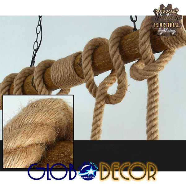 GLOBOSTAR® LILO 01149 Vintage Κρεμαστό Φωτιστικό Οροφής με Ντουί 3 x E27 AC 220-240V IP20 - Καφέ & Μπεζ - Μ80 x Π15 x Υ100cm