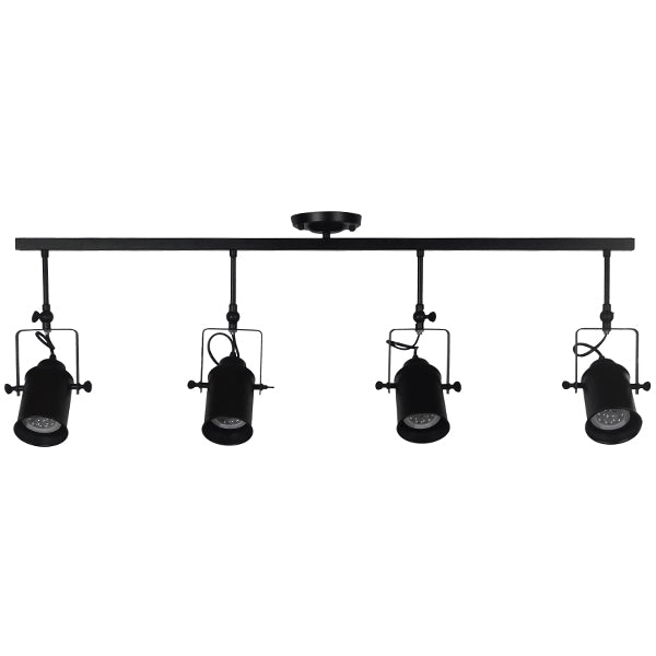 GLOBOSTAR® HOLLYWOOD 01156 Vintage Φωτιστικό Οροφής με Ντουί 4 x E27 AC 220-240V IP20 - Μαύρο - Μ13 x Π110 x Υ38cm