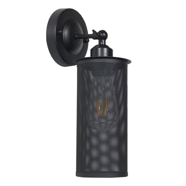 GLOBOSTAR® HOLVIA 01160 Vintage Φωτιστικό Τοίχου - Απλίκα με Ντουί 1 x E27 AC 220-240V IP20 - Μαύρο - Μ16 x Π12 x Υ34cm