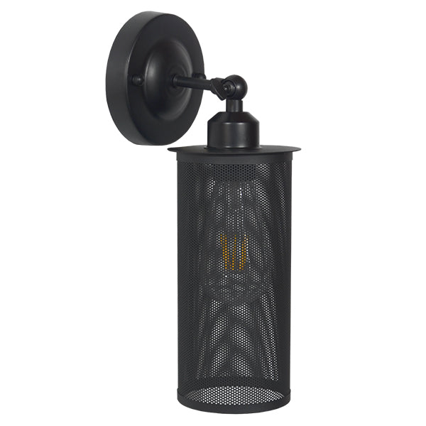 GLOBOSTAR® HOLVIA 01160 Vintage Φωτιστικό Τοίχου - Απλίκα με Ντουί 1 x E27 AC 220-240V IP20 - Μαύρο - Μ16 x Π12 x Υ34cm
