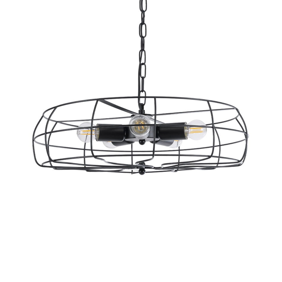 GLOBOSTAR® HELIX 01164 Vintage Κρεμαστό Φωτιστικό Οροφής με Ντουί 5 x E27 AC 220-240V IP20 - Μαύρο - Μ46 x Π46 x Υ13cm