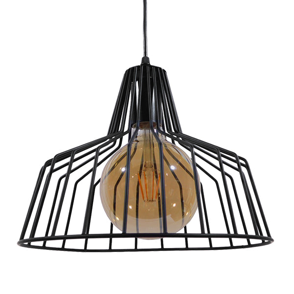 GLOBOSTAR® TERE 01165 Vintage Κρεμαστό Φωτιστικό Οροφής με Ντουί 1 x E27 AC 220-240V IP20 - Μαύρο - Μ30 x Π30 x Υ25cm