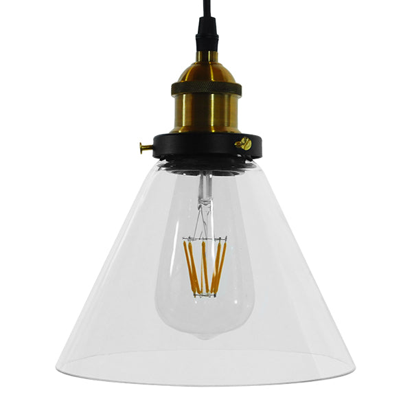 GLOBOSTAR® BINGLEY 01169 Vintage Κρεμαστό Φωτιστικό Οροφής με Ντουί 1 x E27 AC 220-240V IP20 - Διάφανο & Χρυσό - Μ18 x Π18 x Υ20cm