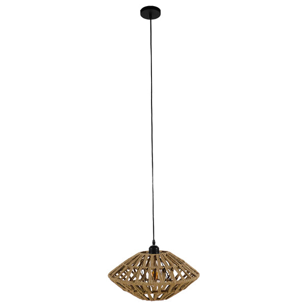 GLOBOSTAR® DOGMA 01187 Boho Pendelleuchte mit Fassung 1 x E27 AC 220-240V IP20 - Beige - L40 x B40 x H20cm