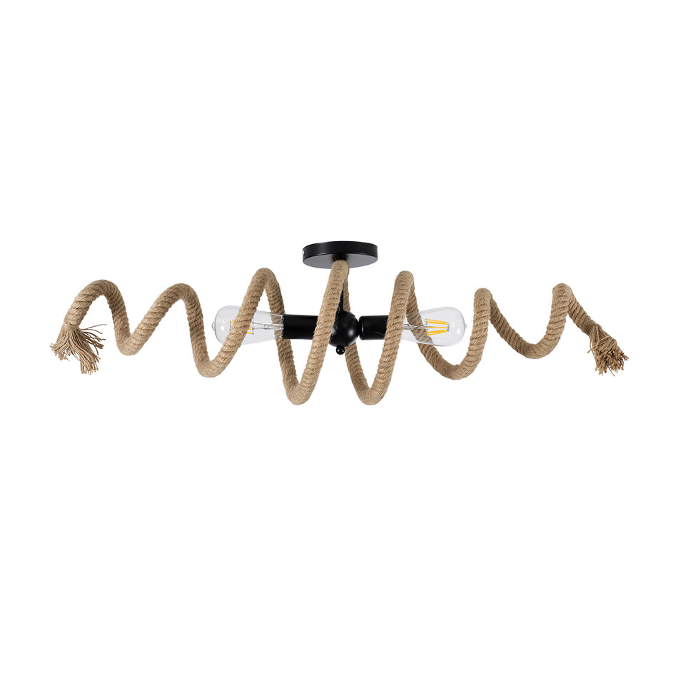 GLOBOSTAR® SPIRAL 01188 Vintage Φωτιστικό Οροφής με Ντουί 2 x E27 AC 220-240V IP20 - Μαύρο & Μπεζ - Μ20 x Π20 x Υ75cm