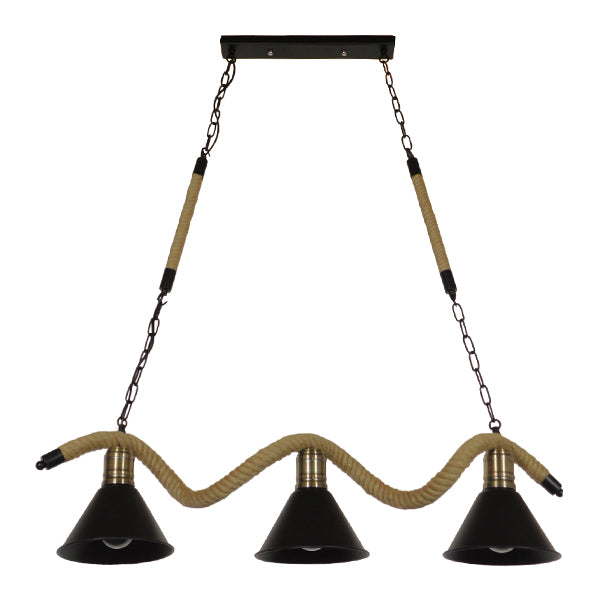 GLOBOSTAR® TYMEN 01189 Boho Κρεμαστό Φωτιστικό Οροφής με Ντουί 3 x E27 AC 220-240V IP20 - Μαύρο & Μπεζ - Μ85 x Π18.5 x Υ20cm