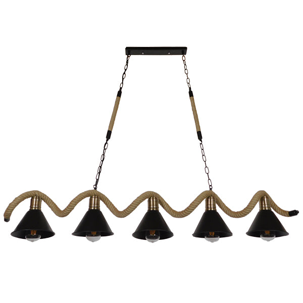 GLOBOSTAR® TYMEN 01190 Vintage Κρεμαστό Φωτιστικό Οροφής με Ντουί 5 x E27 AC 220-240V IP20 - Μαύρο & Μπεζ - Μ150 x Π22 x Υ23cm