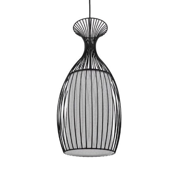 GLOBOSTAR® REA 01196 Μοντέρνο Κρεμαστό Φωτιστικό Οροφής με Ντουί 1 x E27 AC 220-240V IP20 - Μαύρο & Λευκό - Μ18 x Π18 x Υ43cm