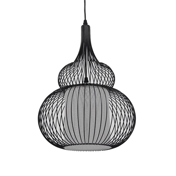 GLOBOSTAR® LILY 01199 Μοντέρνο Κρεμαστό Φωτιστικό Οροφής με Ντουί 1 x E27 AC 220-240V IP20 - Μαύρο & Λευκό - Μ31 x Π31 x Υ42cm