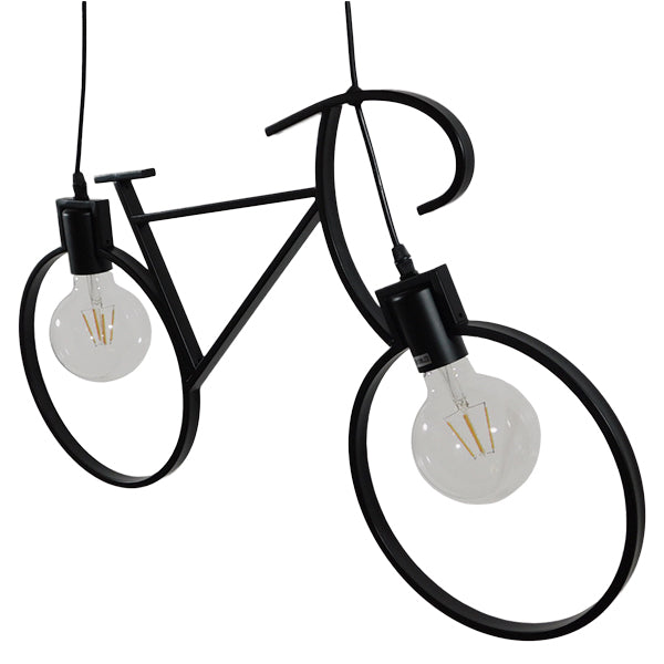 GLOBOSTAR® BIKE 01213 Vintage Κρεμαστό Φωτιστικό Οροφής με Ντουί 2 x E27 AC 220-240V IP20 - Μαύρο - Μ67 x Π3.5 x Υ41cm