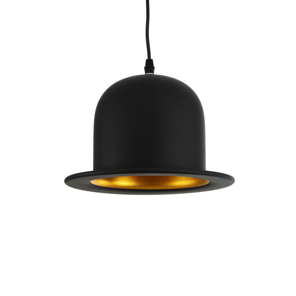 GLOBOSTAR® CHARLO 01214 Vintage Κρεμαστό Φωτιστικό Οροφής με Ντουί 1 x E27 AC 220-240V IP20 - Μαύρο & Χρυσό - Μ26 x Π26 x Υ16cm