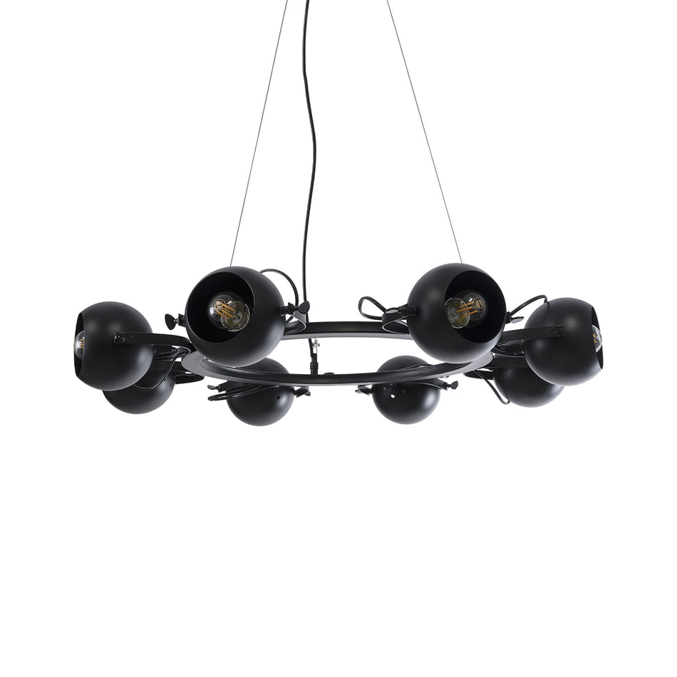 GLOBOSTAR® LINNYA 01219 Μοντέρνο Κρεμαστό Φωτιστικό Οροφής με Ντουί 8 x E27 AC 220-240V IP20 - Μαύρο - Μ78 x Π78 x Υ10cm