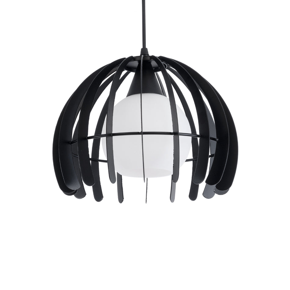 GLOBOSTAR® INGLEY 01226 Μοντέρνο Κρεμαστό Φωτιστικό Οροφής με Ντουί 1 x E27 AC 220-240V IP20 - Μαύρο & Λευκό - Μ26 x Π26 x Υ21cm