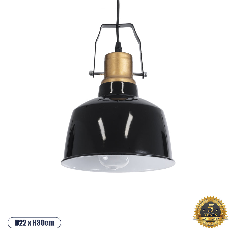 DEVOTA 01235 Vintage Κρεμαστό Φωτιστικό Οροφής με Ντουί 1 x E27  IP20 - Μαύρο & Χρυσό - Μ22 x Π22 x Υ30cm