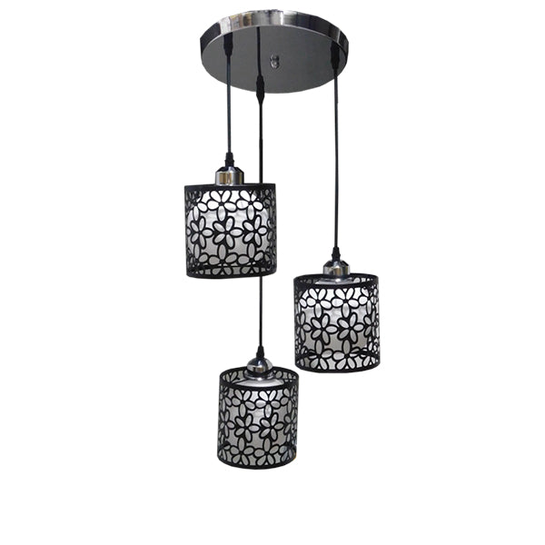 GLOBOSTAR® RAINELDA 01246 Μοντέρνο Κρεμαστό Φωτιστικό Οροφής με Ντουί 3 x E27 AC 220-240V IP20 - Μαύρο & Λευκό - Μ35 x Π35 x Υ110cm