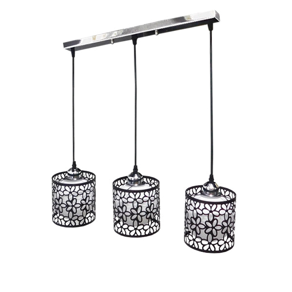 GLOBOSTAR® RAINELDA 01247 Μοντέρνο Κρεμαστό Φωτιστικό Οροφής με Ντουί 3 x E27 AC 220-240V IP20 - Μαύρο & Λευκό - Μ60 x Π15 x Υ19cm