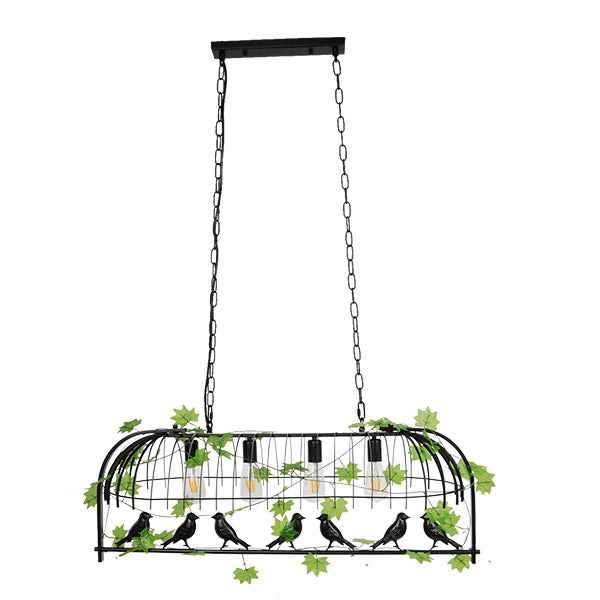 GLOBOSTAR® NEST 01255 Vintage Κρεμαστό Φωτιστικό Οροφής με Ντουί 4 x E27 AC 220-240V IP20 - Mαύρο & Πράσινο - Μ103 x Π34 x Υ36.5cm