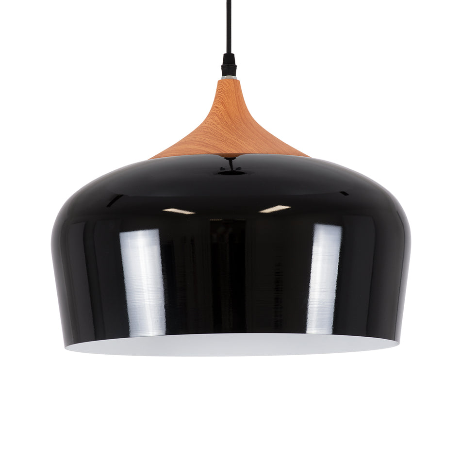 GLOBOSTAR® VILI 01261 Μοντέρνο Κρεμαστό Φωτιστικό Οροφής με Ντουί 1 x E27 AC 220-240V IP20 - Μαύρο & Μπεζ - Μ35 x Π35 x Υ27cm