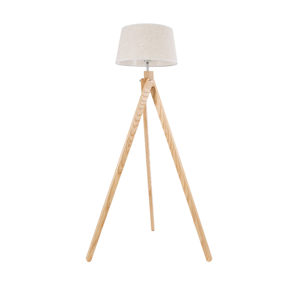 GLOBOSTAR® TRIPOD 01263 Μοντέρνο Επιδαπέδιο Φωτιστικό με Ντουί 1 x E27 AC 220-240V IP20 - Μπεζ - Μ40 x Π40 x Υ143cm