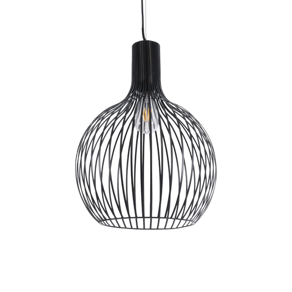 GLOBOSTAR® SCANDI 01266 Μοντέρνο Κρεμαστό Φωτιστικό Οροφής με Ντουί 1 x E27 AC 220-240V IP20 - Μαύρο - Μ38 x Π38 x Υ50cm