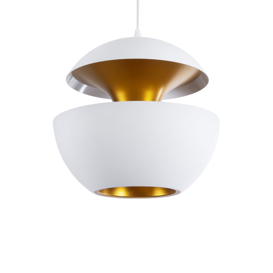 GLOBOSTAR® SEVILLE 01268 Μοντέρνο Κρεμαστό Φωτιστικό Οροφής με Ντουί 1 x E27 AC 220-240V IP20 - Λευκό & Χρυσό - Μ35 x Π35 x Υ35cm