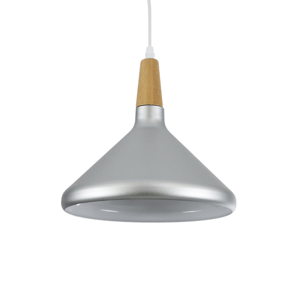 GLOBOSTAR® FELICITA 01277 Μοντέρνο Κρεμαστό Φωτιστικό Οροφής με Ντουί 1 x E27 AC 220-240V IP20 - Ασημί & Μπεζ - Μ30 x Π30 x Υ25cm