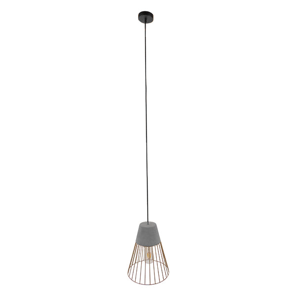 GLOBOSTAR® DURANT 01323 Μοντέρνο Κρεμαστό Φωτιστικό Οροφής με Ντουί 1 x E27 AC 220-240V IP20 - Γκρι & Χρυσό - Μ25 x Π25 x Υ31cm