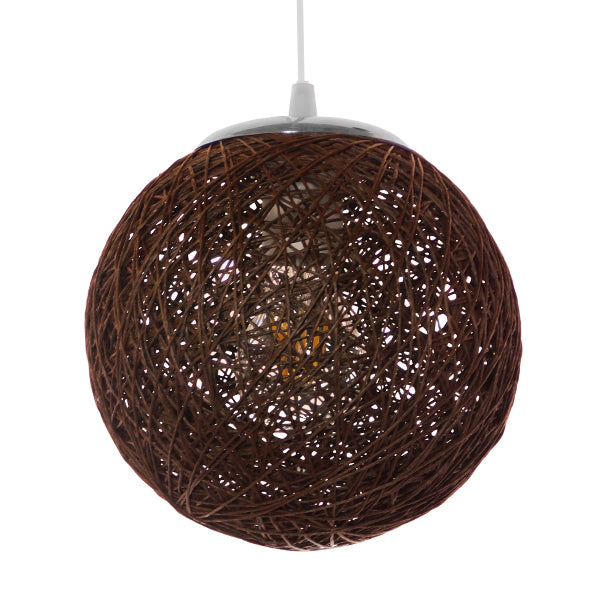 GLOBOSTAR® OCEANA 01354 Boho Κρεμαστό Φωτιστικό Οροφής με Ντουί 1 x E27 AC 220-240V IP20 - Καφέ - Μ20 x Π20 x Υ20cm