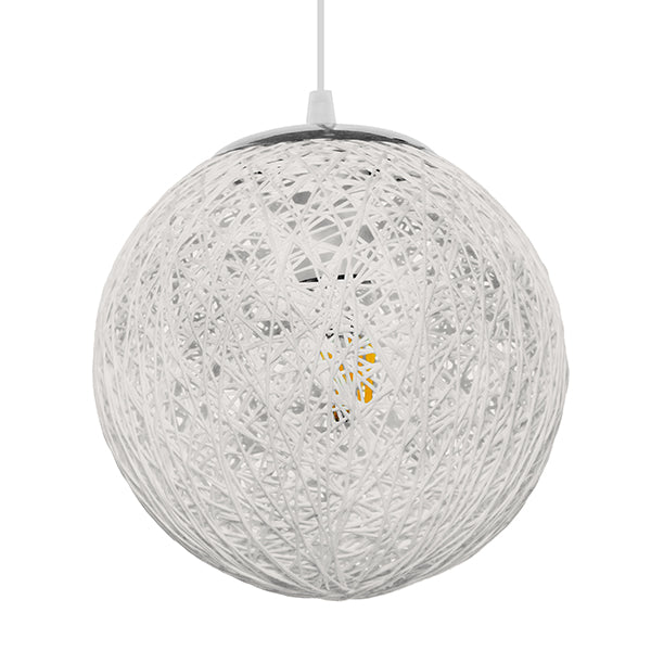 GLOBOSTAR® OCEANA 01355 Boho Κρεμαστό Φωτιστικό Οροφής με Ντουί 1 x E27 AC 220-240V IP20 - Λευκό - Μ20 x Π20 x Υ20cm