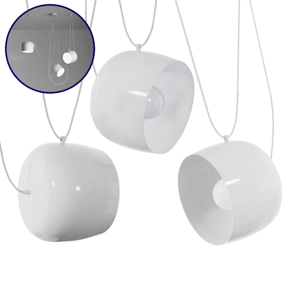 GLOBOSTAR® JASPER 01376 Μοντέρνό Κρεμαστό Φωτιστικό Οροφής με Ντουί 3 x E27 AC 220-240V IP20 - Λευκό - Μ75 x Π75 x Υ22cm - Σετ 3 Τεμαχίων