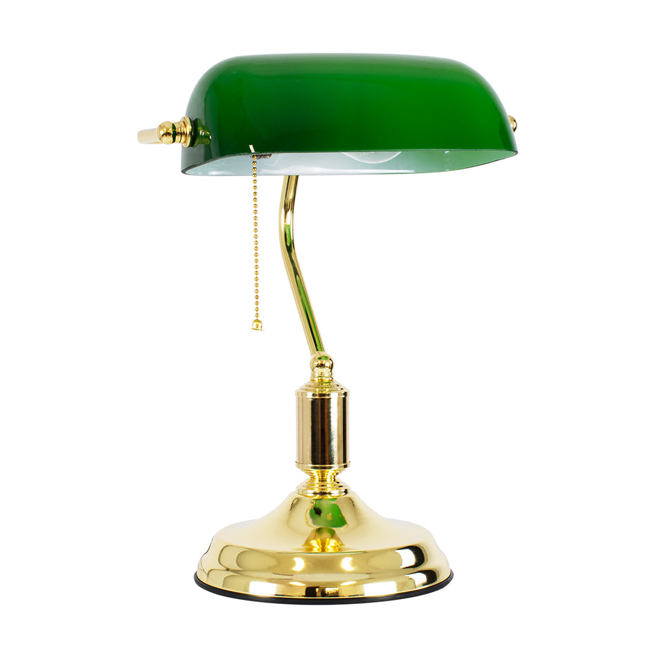 GLOBOSTAR® LIBRARY 01391 Vintage Επιτραπέζιο Φωτιστικό Πορτατίφ με Ντουί 1 x E27 AC 220-240V IP20 - Πράσινο & Χρυσό - Μ26.5 x Π19 x Υ38cm