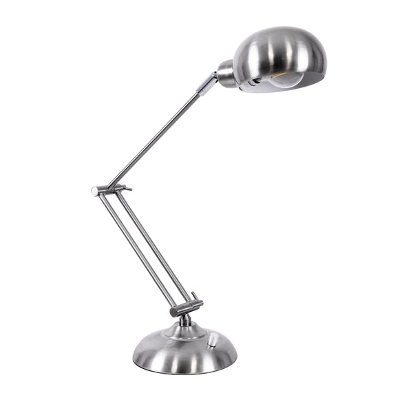 OFFICE CHROME 01393 Moderne Tischlampe, tragbar, Einzelleuchte, 1 x E27, Chrom-Nickel-Metallic, Φ14 x H80 cm